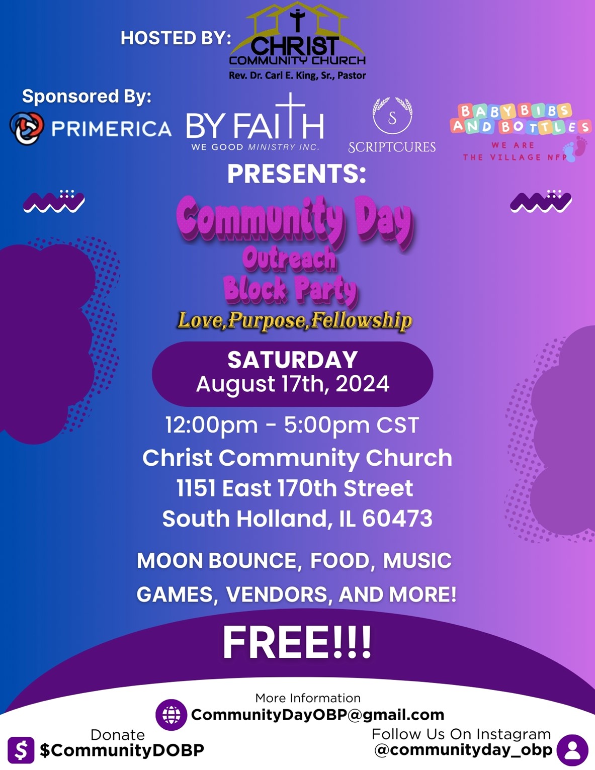 2.	Christ Community Church Community Day Outreach Block Party